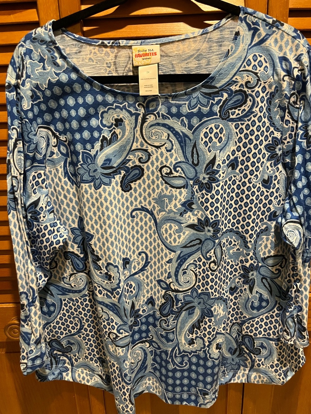 193. WOMENS RUBY RD. 2X DETAIL TOP